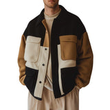 Chaqueta de Polar Casual Vintage para Hombre con Cuello de Pie