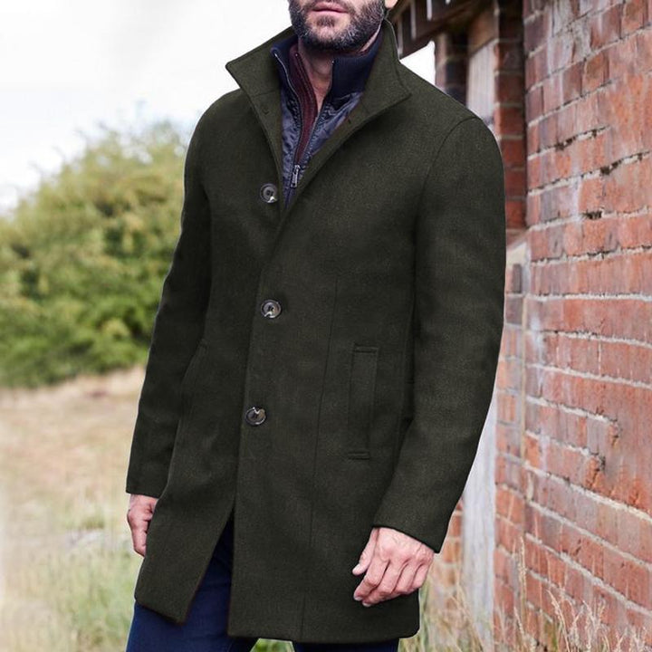 Men's Single Breasted Stand Collar Coat - Style 63921145Z