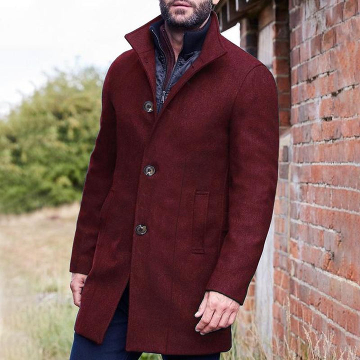 Men's Single Breasted Stand Collar Coat - Style 63921145Z