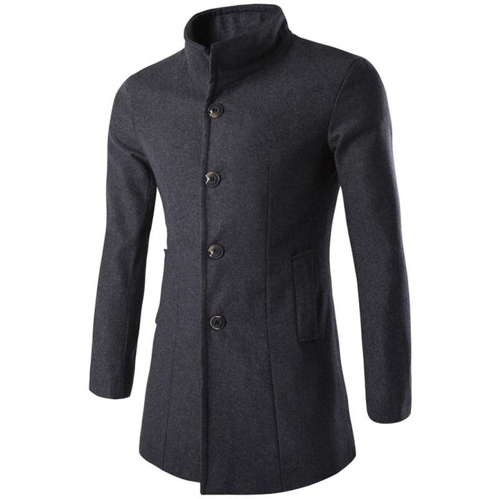 Men's Single Breasted Stand Collar Coat - Style 63921145Z
