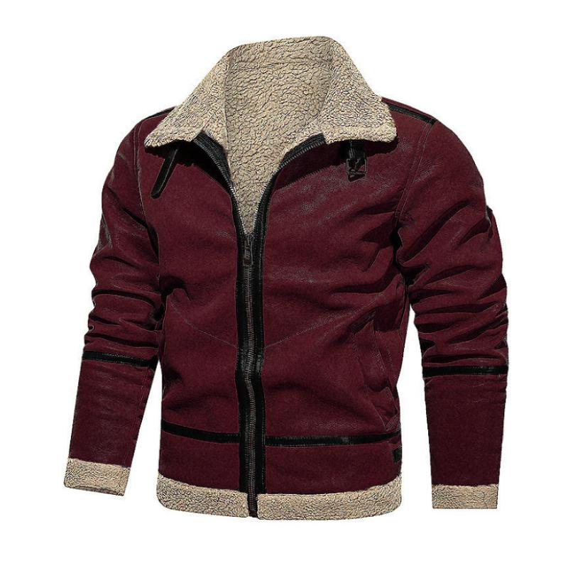 Men's Vintage Suede Lambswool Warm Lapel Zipper Jacket