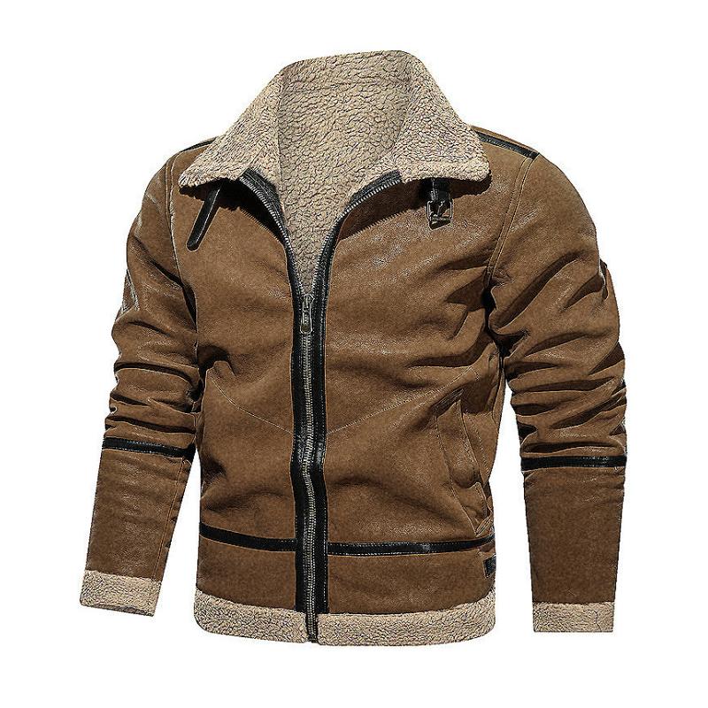 Men's Vintage Suede Lambswool Warm Lapel Zipper Jacket