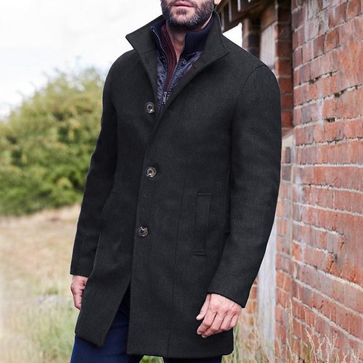 Men's Single Breasted Stand Collar Coat - Style 63921145Z