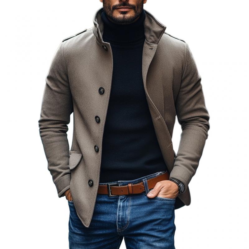 Men's Slim Fit Short Coat with Lapel