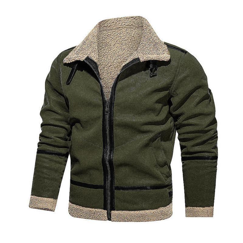 Men's Vintage Suede Lambswool Warm Lapel Zipper Jacket