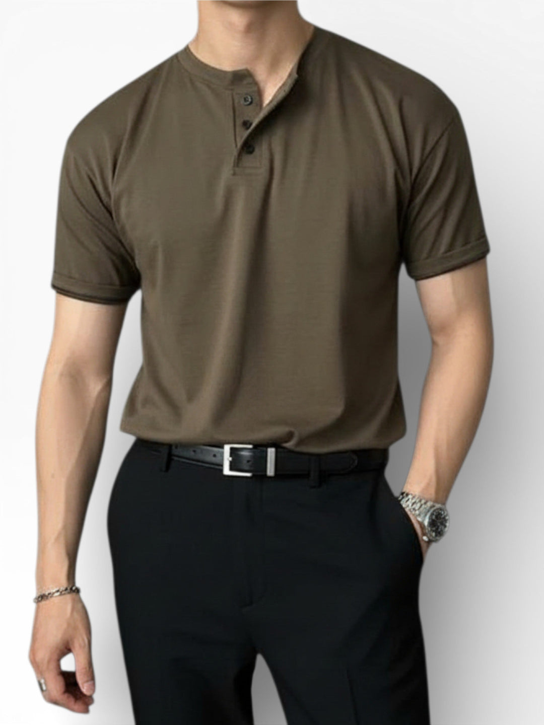 Camisa Henley Atemporal de Corte Preciso