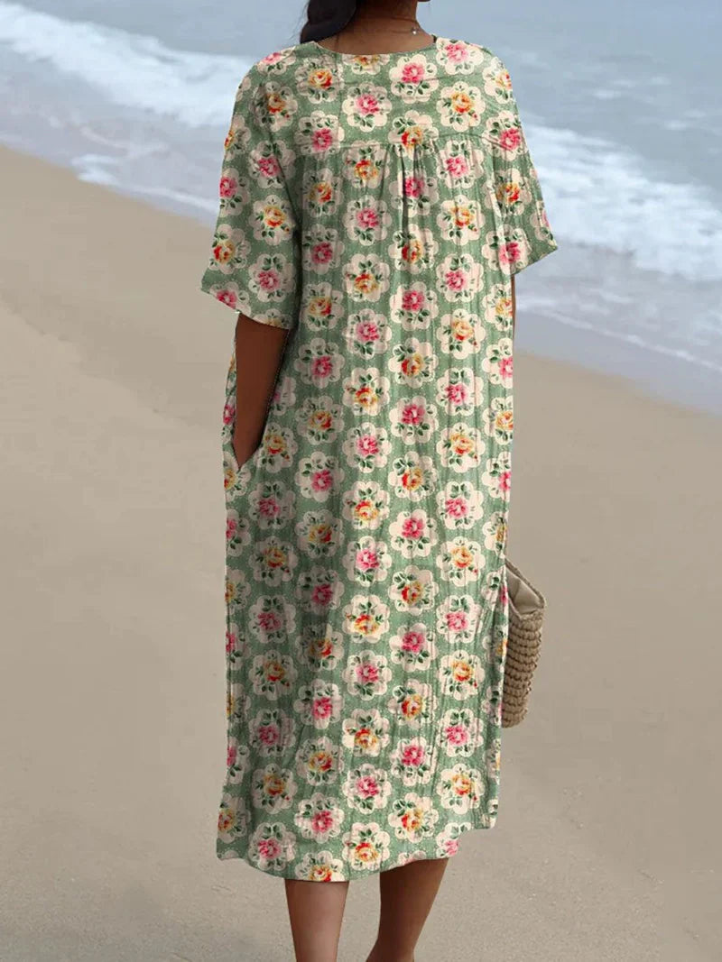 Vestido Vintage Floral Flowy Casual para Mujeres
