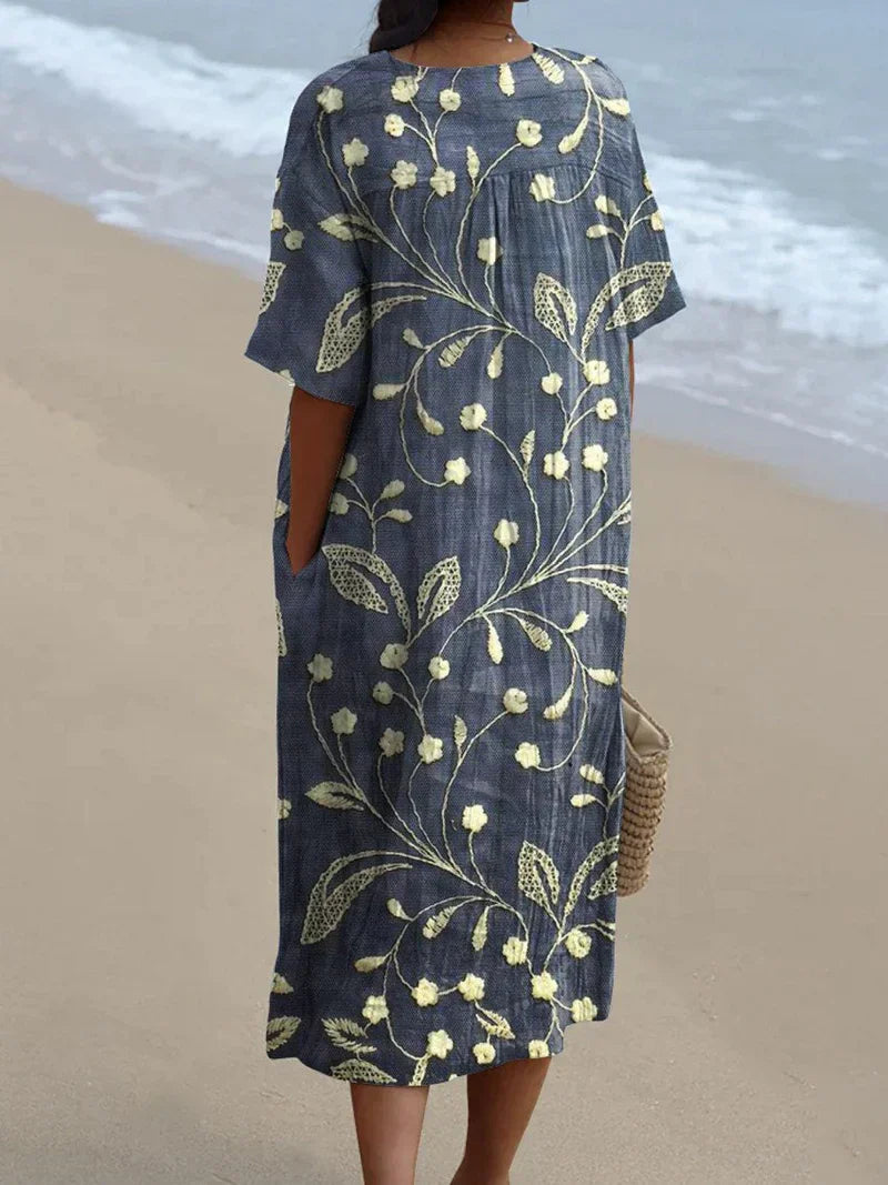 Vestido Casual Flowy con Estampado Floral Vintage para Mujeres