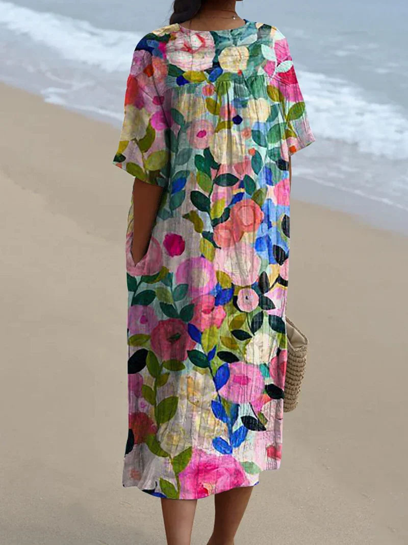 Margaret - Vestido Lliviano con Estampado Floral Brillante